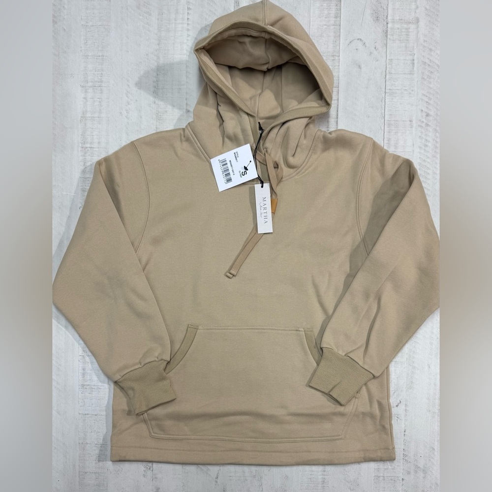 Martha stewart flecce pullover canguro pockets hoodie color oat